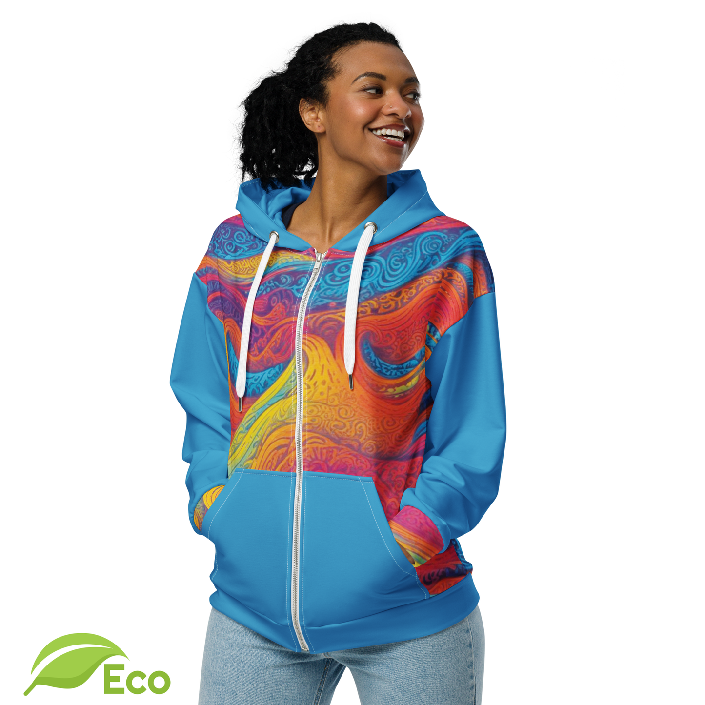Sweat Zippé ECO "Waves Festival" Bleu