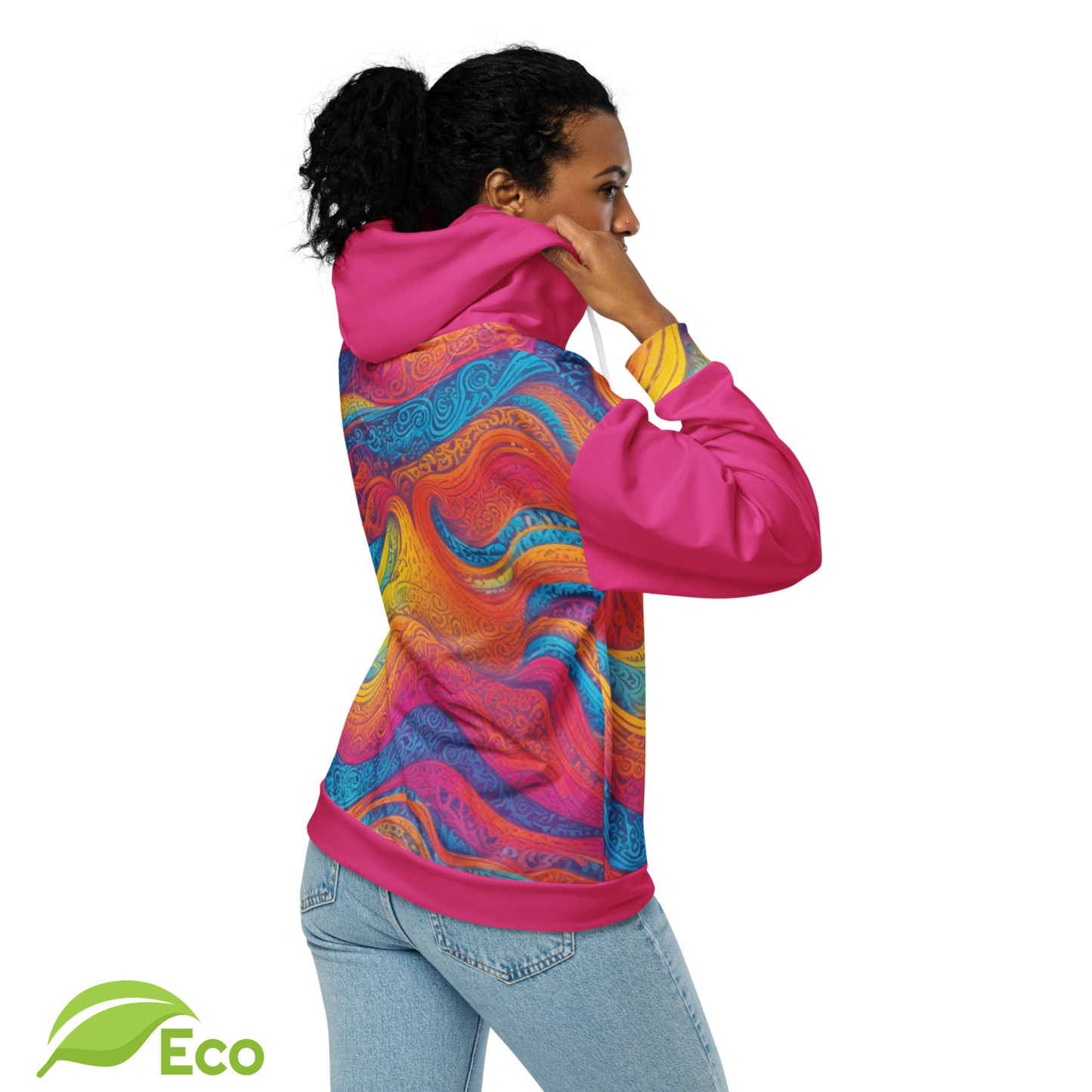Sweat Zippé ECO "Waves Festival" Fuschia