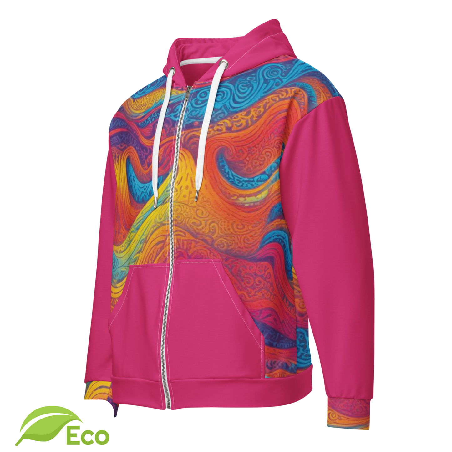 Sweat Zippé ECO "Waves Festival" Fuschia