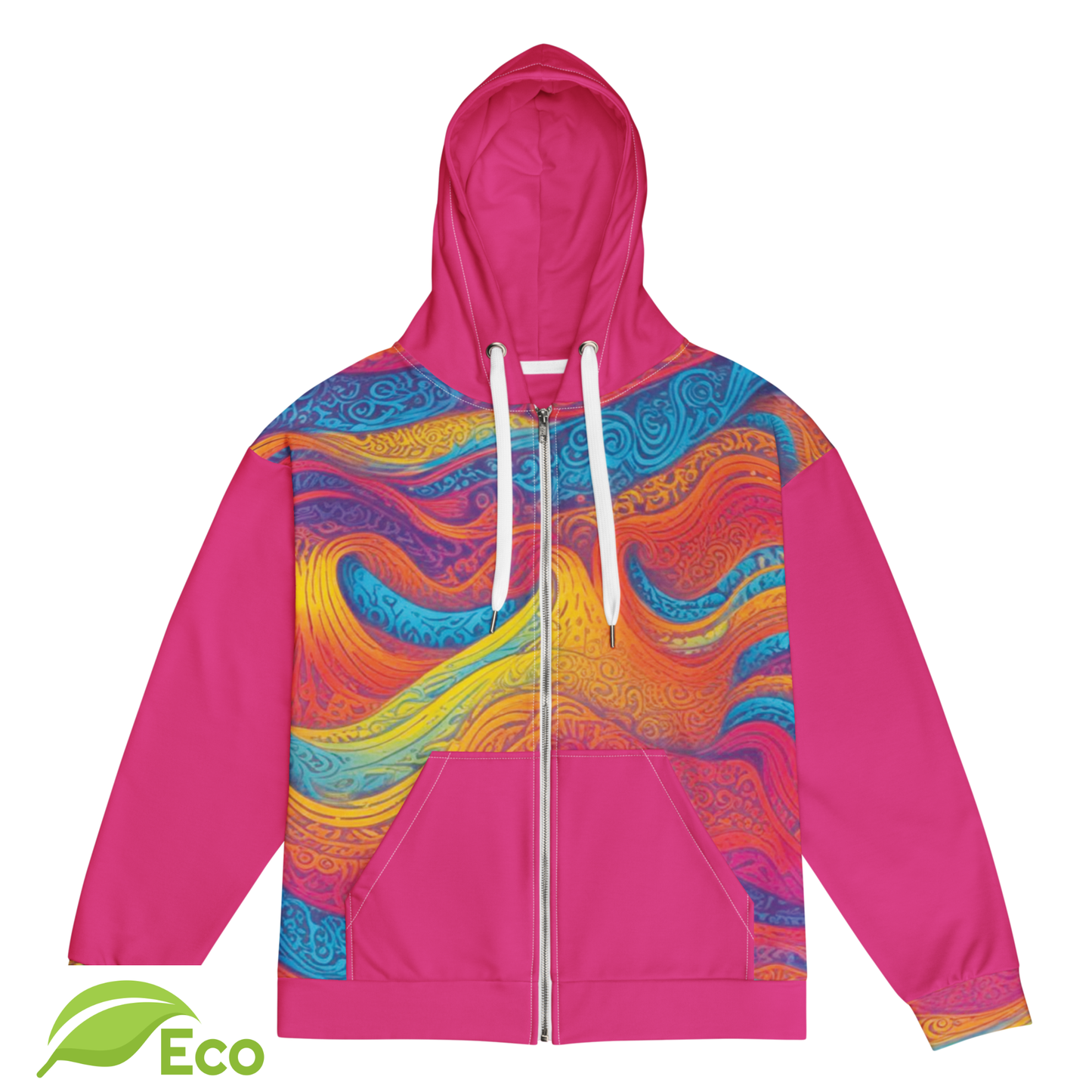 Sweat Zippé ECO "Waves Festival" Fuschia