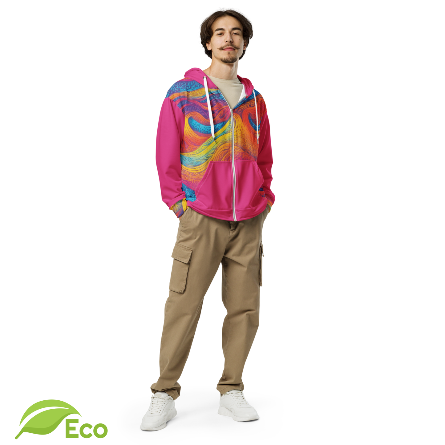 Sweat Zippé ECO "Waves Festival" Fuschia