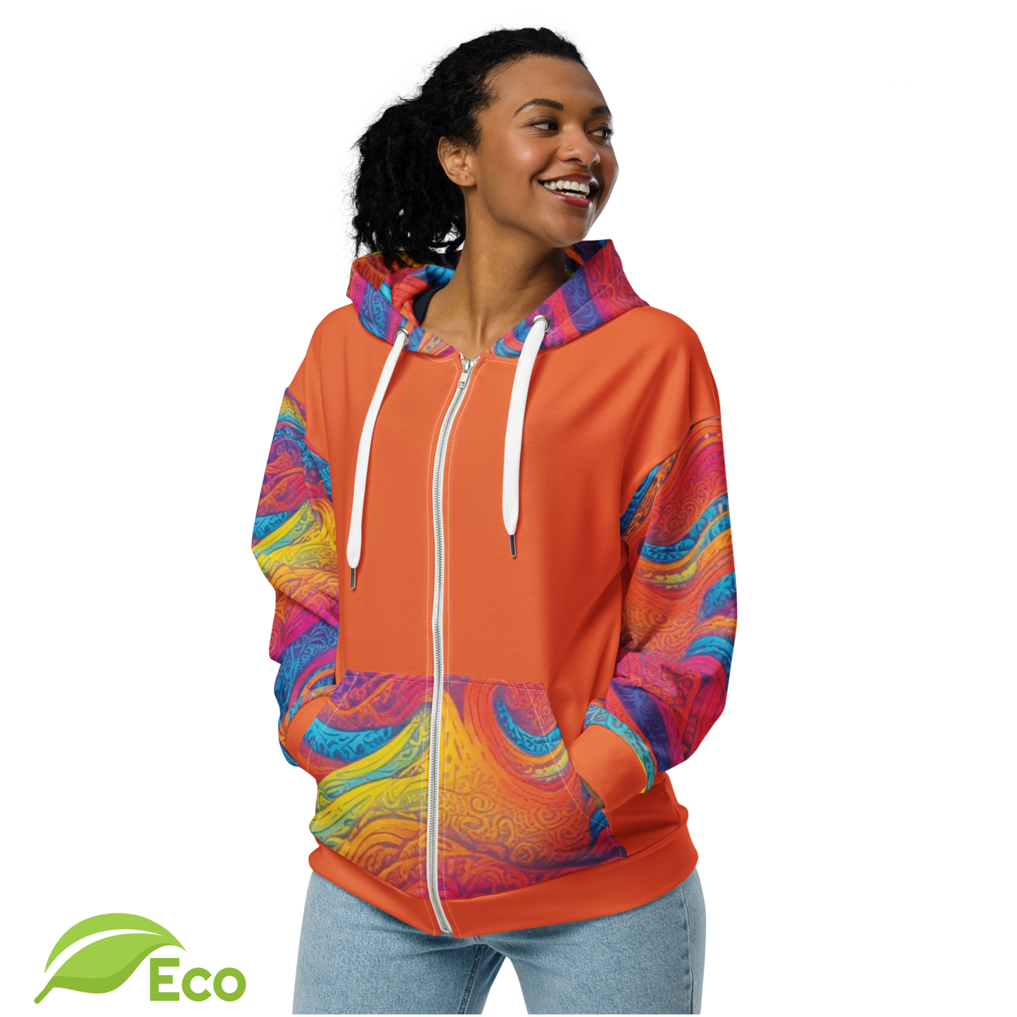 Sweat Zippé ECO "Waves Festival" Orange