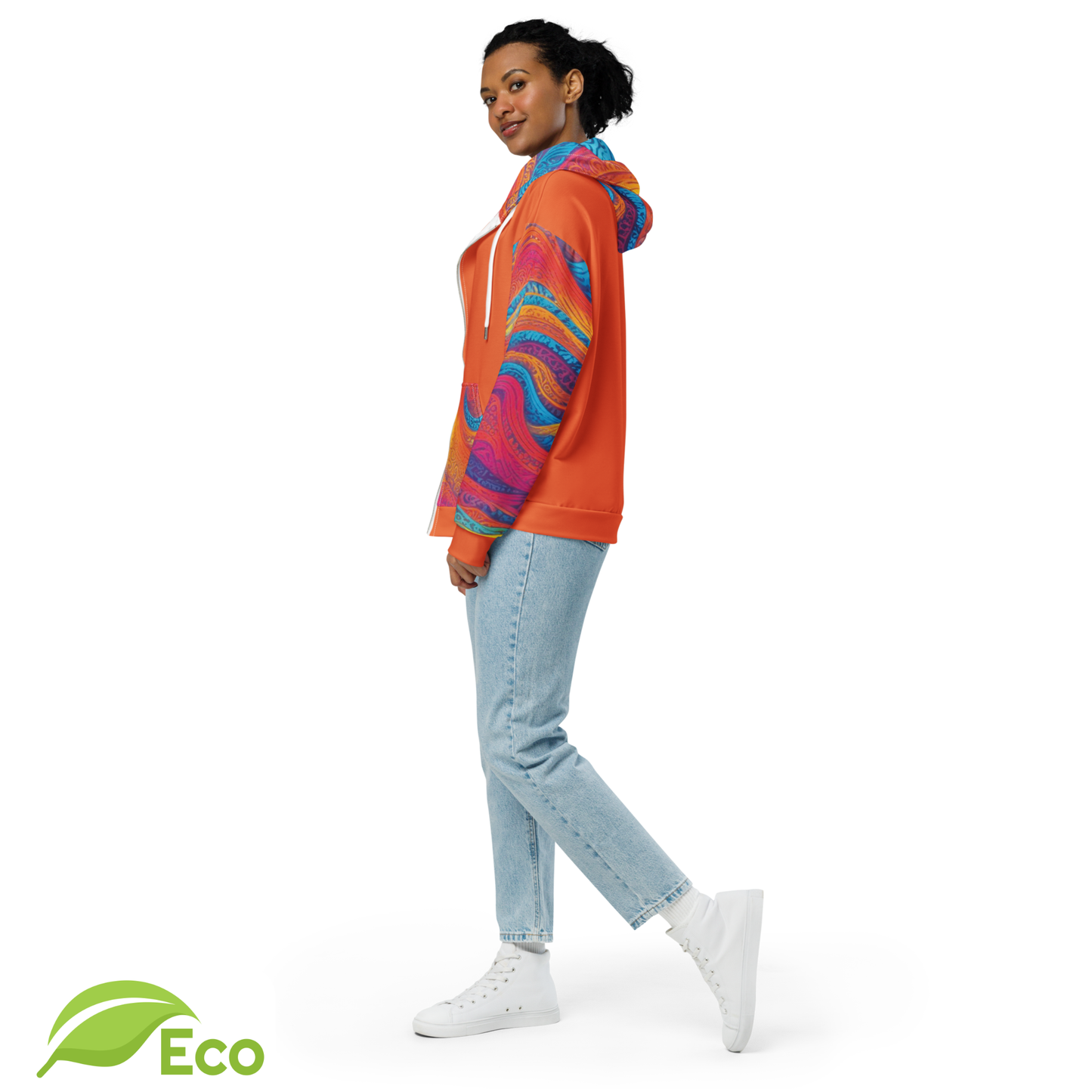 Sweat Zippé ECO "Waves Festival" Orange