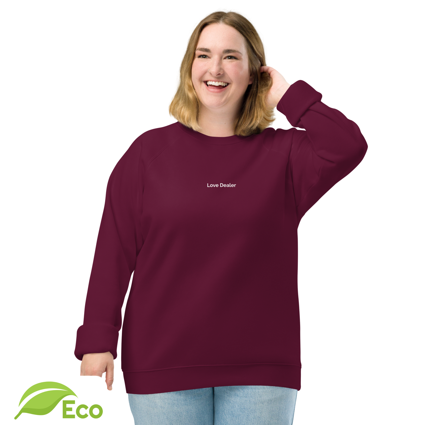 Sweatshirt ECO Raglan Unisexe "Love Dealer"